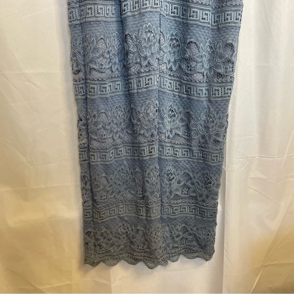 ADRIANNA PAPELL Women’s Blue Lace Beaded Full Length Formal Dress Size Small - Picture 13 of 16